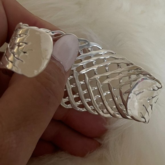 Silver Tapered Cuff Bracelet | 1.5" Wide | NWT - Picture 4 of 4